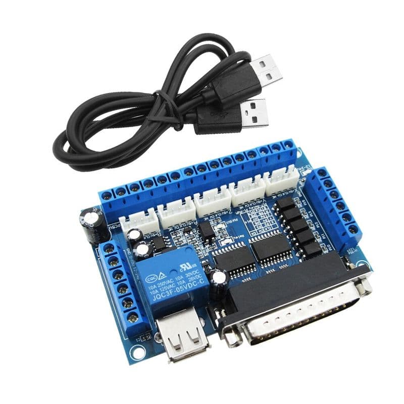 MACH3 Interface Board CNC 5 Axis with Optocoupler for Stepper Motor Driver with male to male USB Cable - View 1
