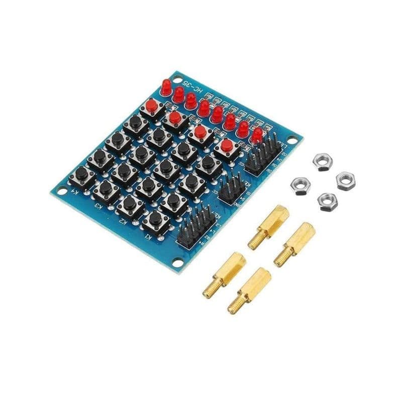 4×4 Push Button Switch 16 Keys 8 LEDs Matrix Independent Keyboard Module for AVR ARM STM32 - View 1