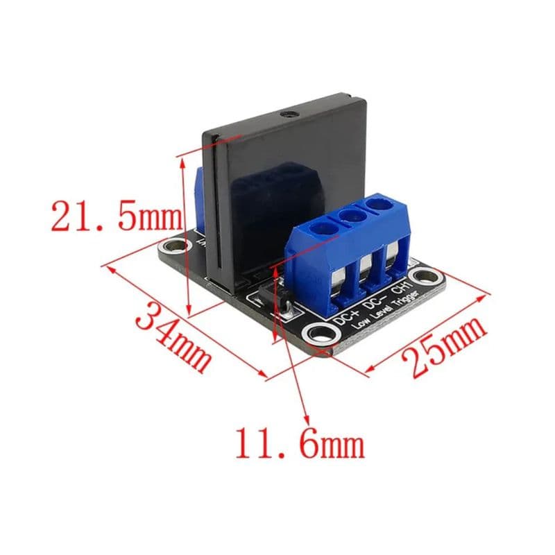 1 Channel 12V Relay Module Solid State Low Level SSR DC Control 250V 2A with Resistive Fuse - View 3