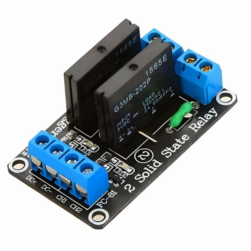 2 Channel 24V Relay Module Solid State Low Level SSR DC Control 250V 2A with Resistive Fuse - View 1