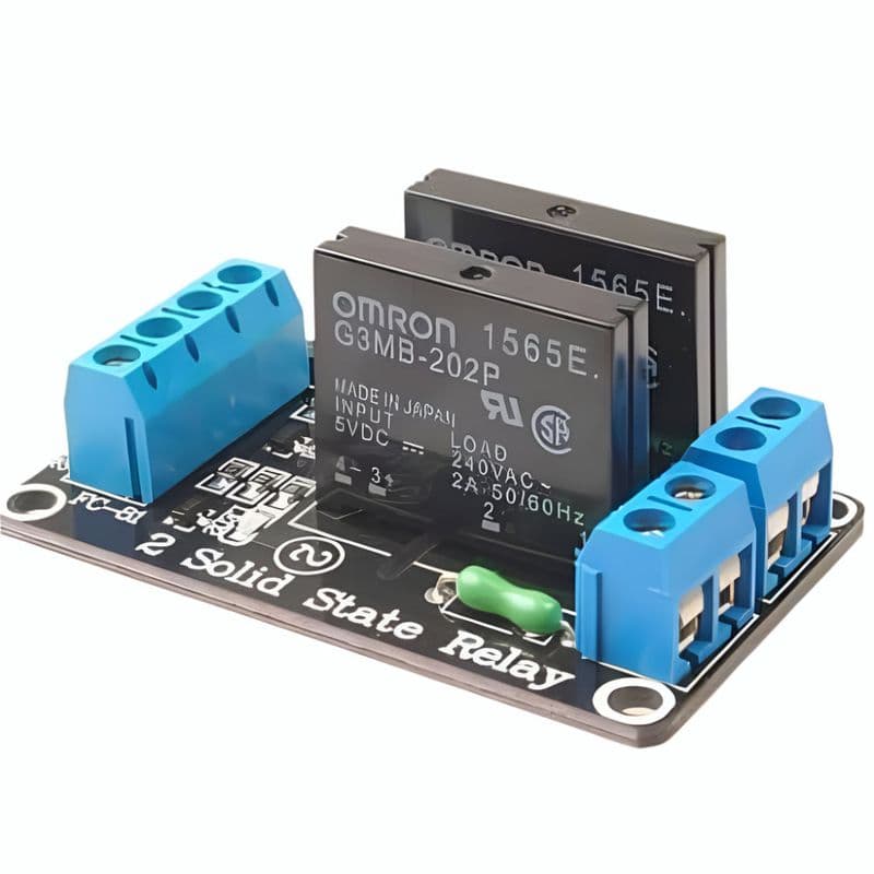 2 Channel 24V Relay Module Solid State Low Level SSR DC Control 250V 2A with Resistive Fuse - View 2
