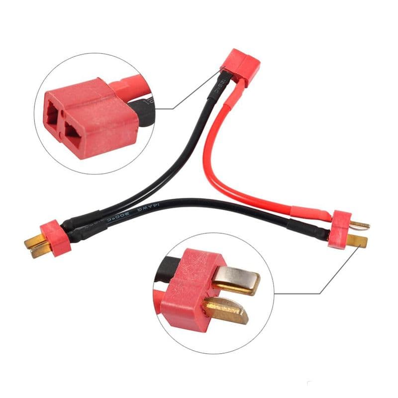 SafeConnect Nylon T-Connector Harness for 2 Packs in Series Battery Adapter Cable (2M-1F) - View 2