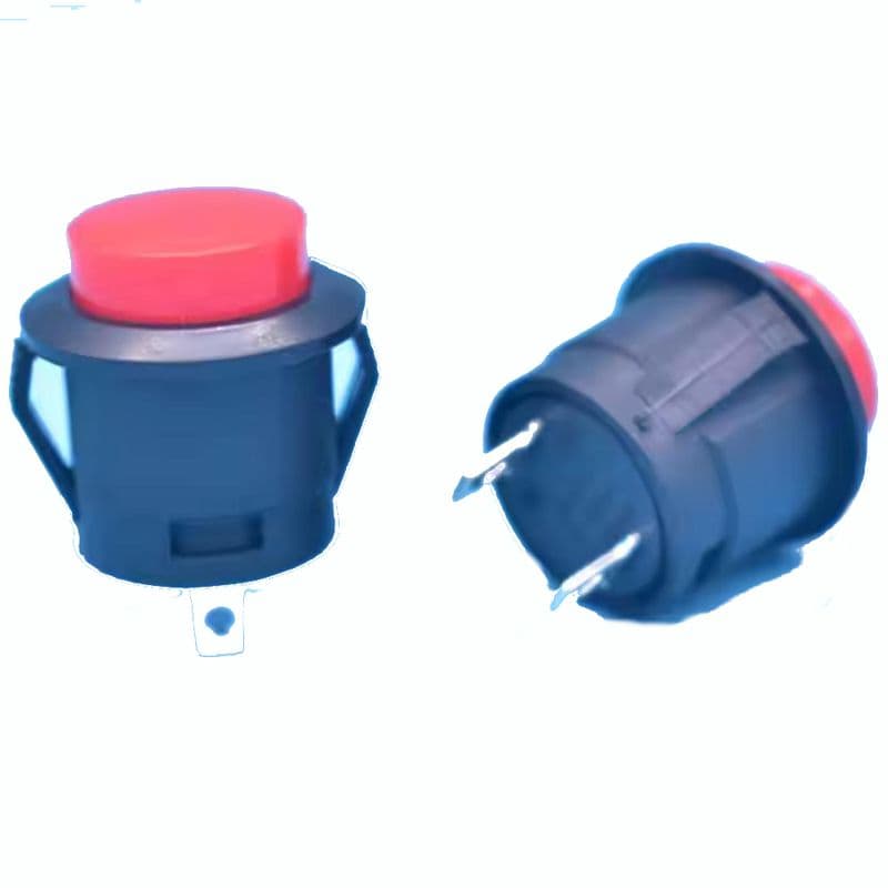 16MM 2 Pin Self-Reset Round Cap Push Button Switch - Red/Black - View 1