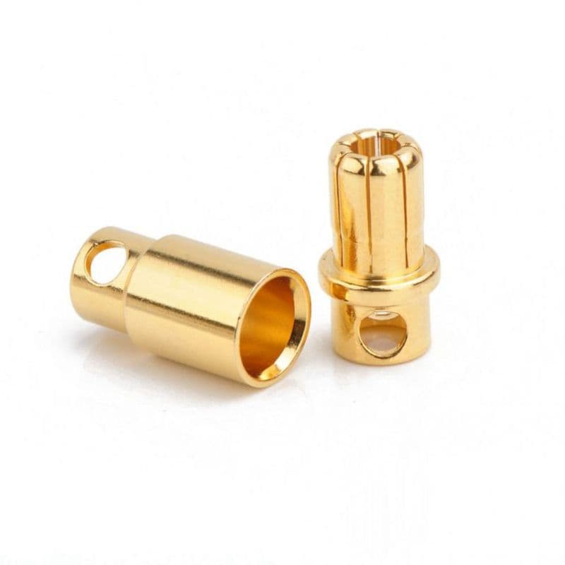 8mm Gold Plated Bullet Connector Male-Female Pair - View 1