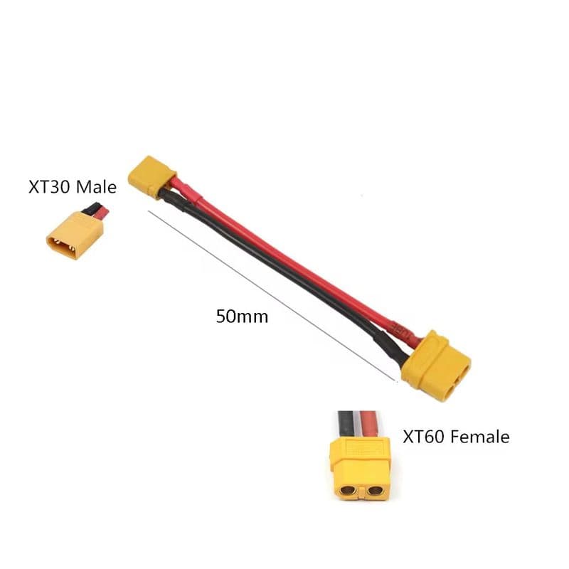XT30 to XT60 Male Female Plug Connector Adapter 50mm 16AWG Silicone Wire - View 3