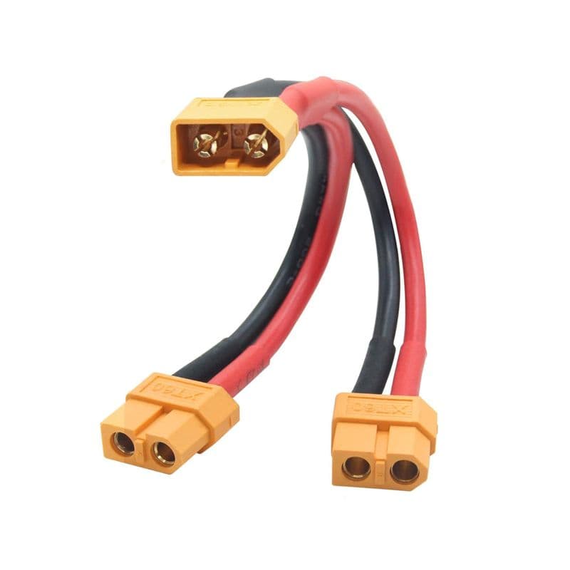 XT60 Parallel Battery Connector Cable 14AWG 1 Male to 2 Female Y Splitter Adapter Cable 10cm - View 1