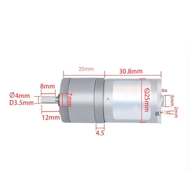 25GA370 DC 6V 35RPM Reduction Motor Low Speed High Torque Center Shaft D-Type - View 3