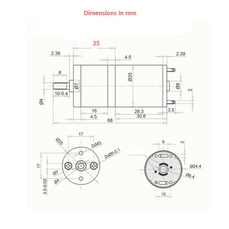 25GA370 35 RPM 12V 25mm Diameter centre D-Shaft DC high torque geared motor - View 3