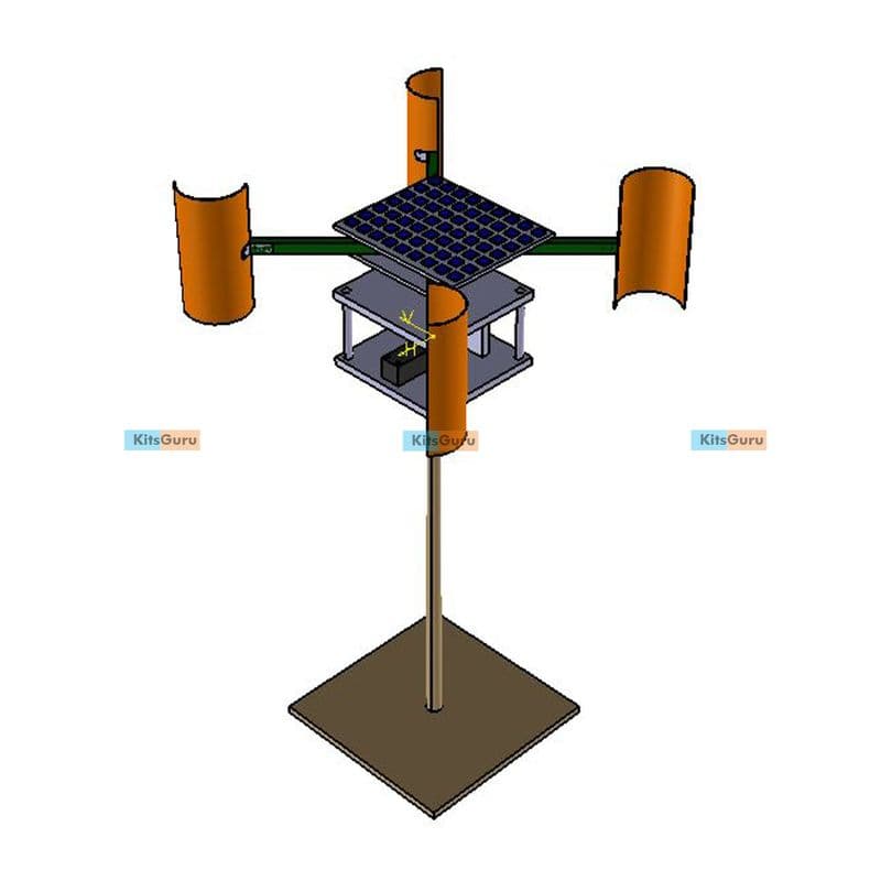 Vertical axis wind turbine dual mode (Solar and wind) - View 1
