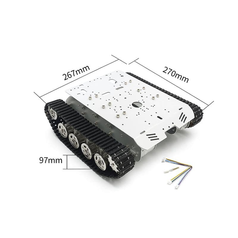 2WD Export Quality Metal Based Tank Chassis Smart Car With Motor DIY (Silver) - View 2