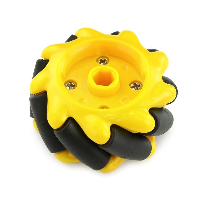 Mecanum Wheel Omnidirectional 60mm Left and Right Pair Yellow - View 2
