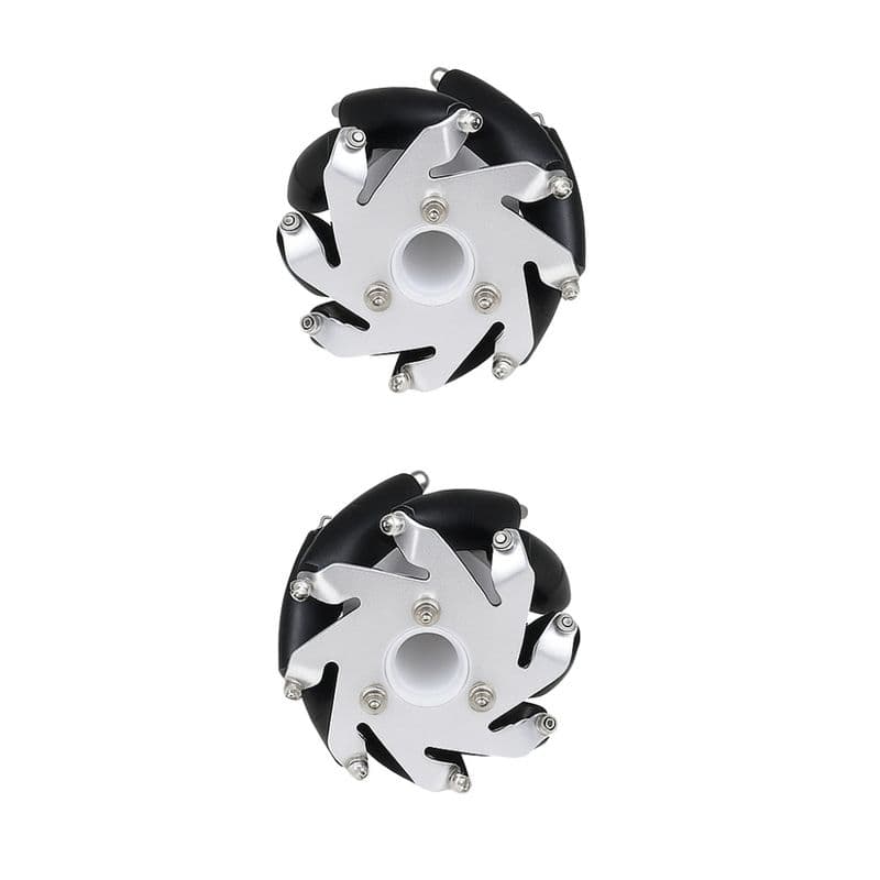 60mm Aluminium Mecanum Wheel Pair Left & Right 6mm Shaft Black/Silver - View 1