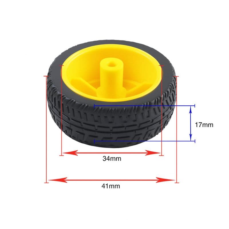 Yellow 41mm Dia 17mm Width TT BO Motor Wheel - View 2