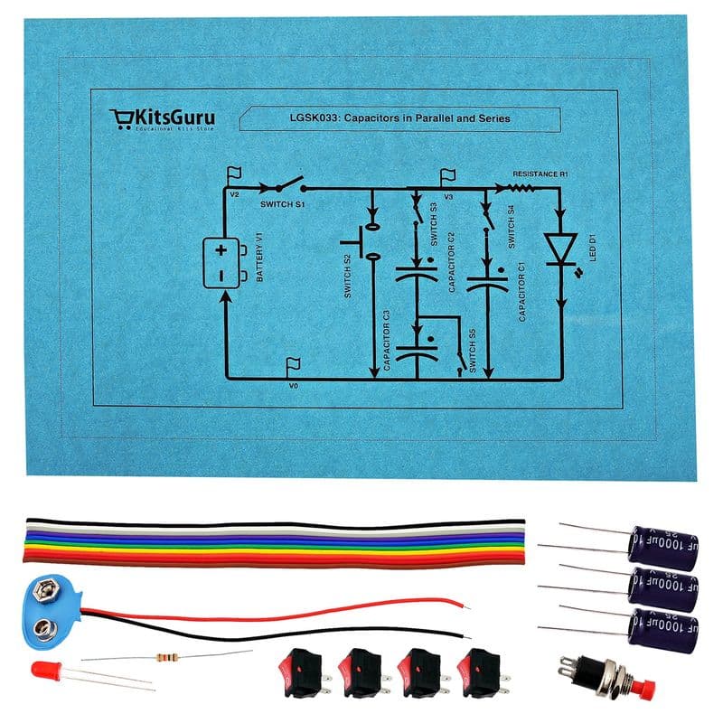 Capacitors in series and parallel - View 1