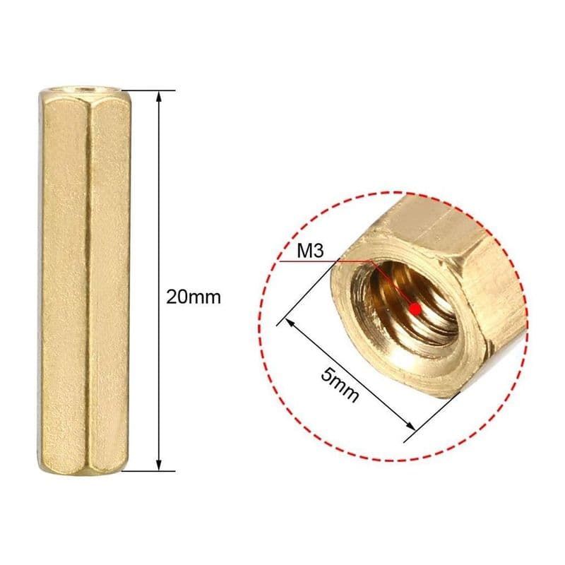Single head Female to Female M3 hexagonal hollow copper column screw 20mm - View 2