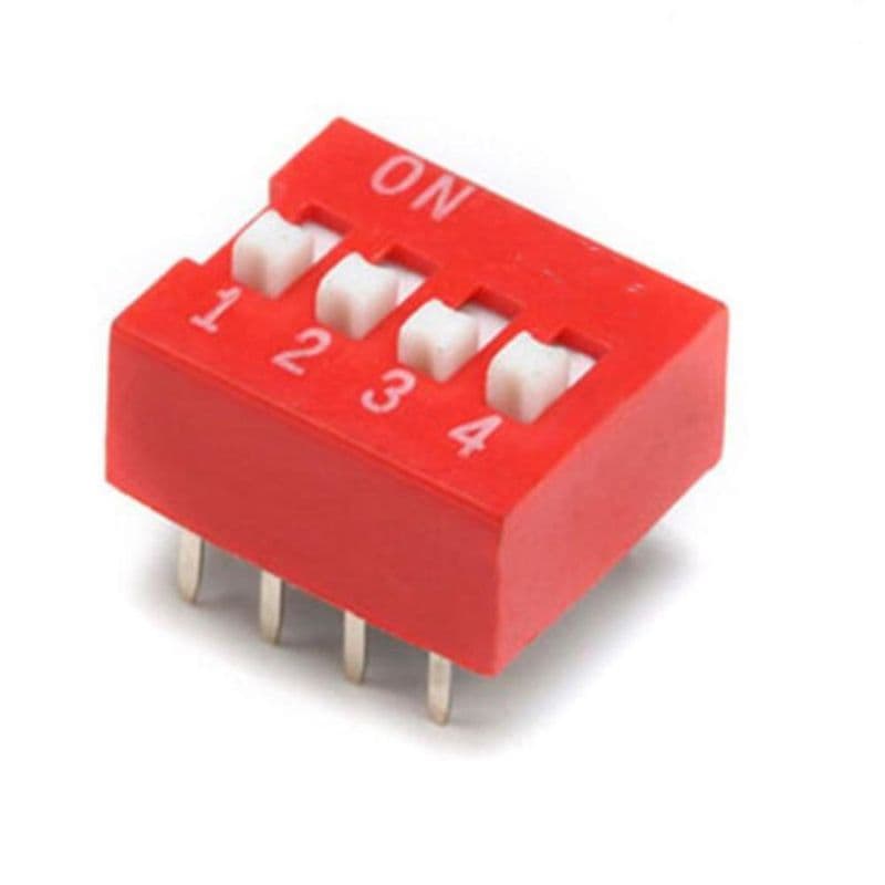 DIP Switch 8 Pin (4 Bit) Pitch 2.54mm - View 1