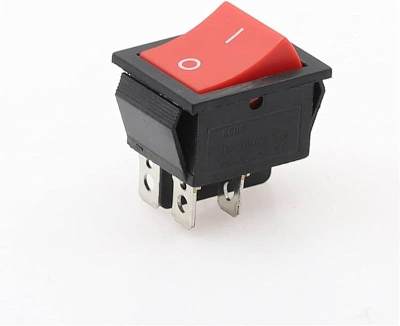 KCD4 Red rocker switch 4 feet 2 Gear 16A 250V 31x25mm (with light) - View 2