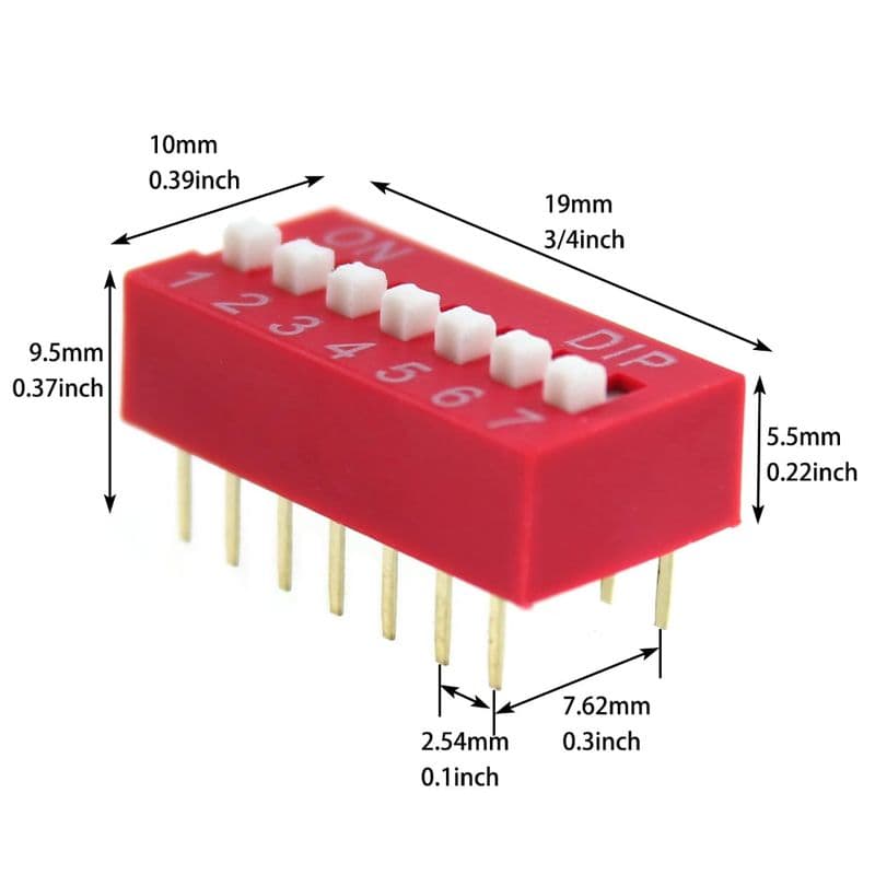 DIP Switch 14 Pin (7 Bit) Pitch 2.54mm - View 3