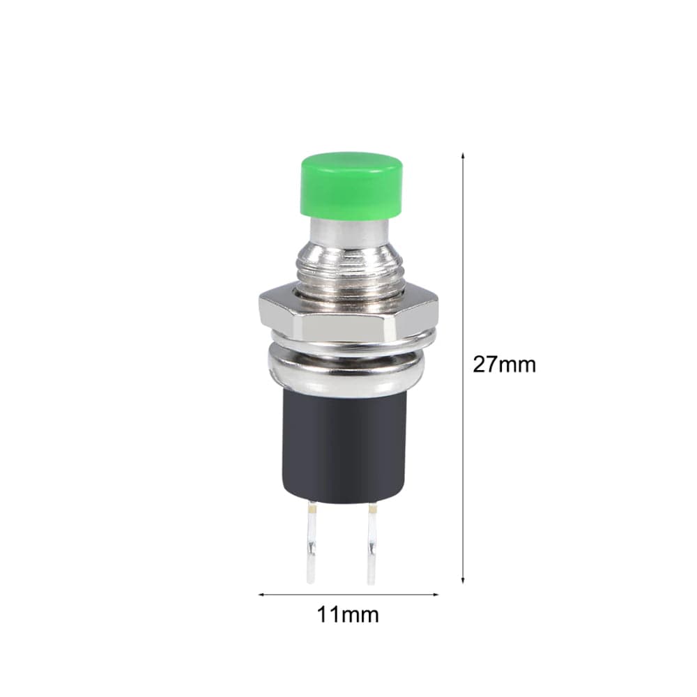 Push Button SPST Reset GreenSteel Switch - View 2