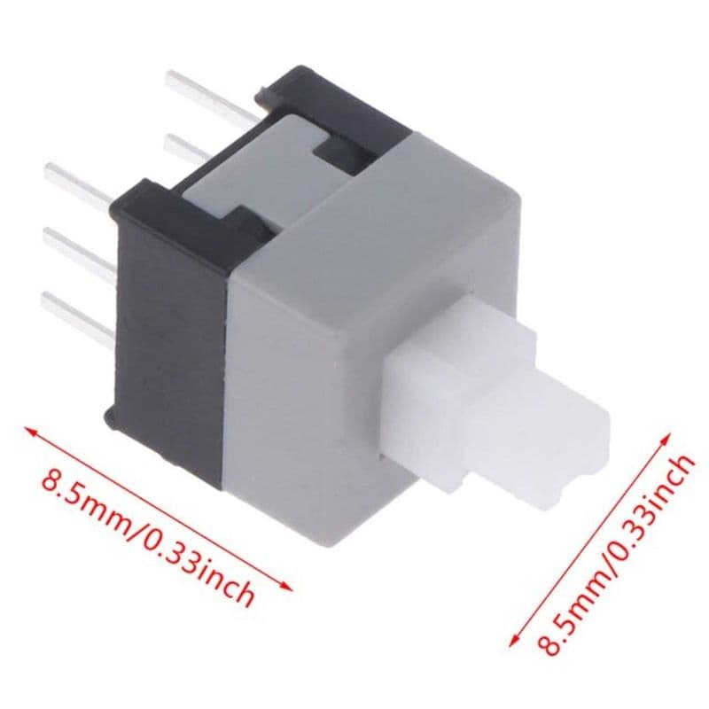 Self Locking Switch, 6 Pin Double Row 8.5X8.5 - View 3