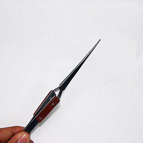 Straight Tip Cross Locking Stainless Steel Self Closing Tweezer with Fiber Handle - View 2