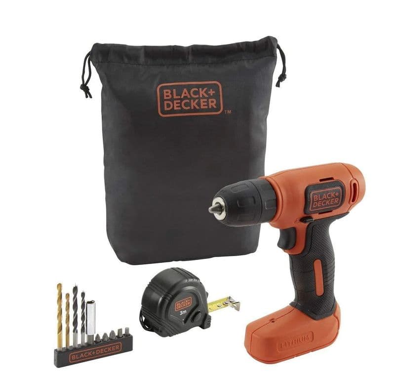 Black & Decker: BDCD8GPA 14 Pieces 7.2V Li-Ion Orange Cordless Drill Kit - View 1