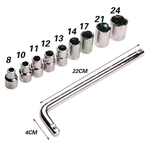 10pcs Socket Toolkit Wrench Set for Cars/Bike/Cycle - View 3