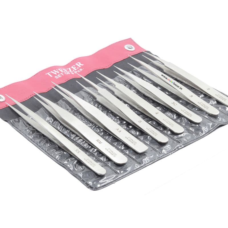 8pc Stainless Steel Tweezer Set (2,3,3C,4,5,AA,MM,SS) - View 1