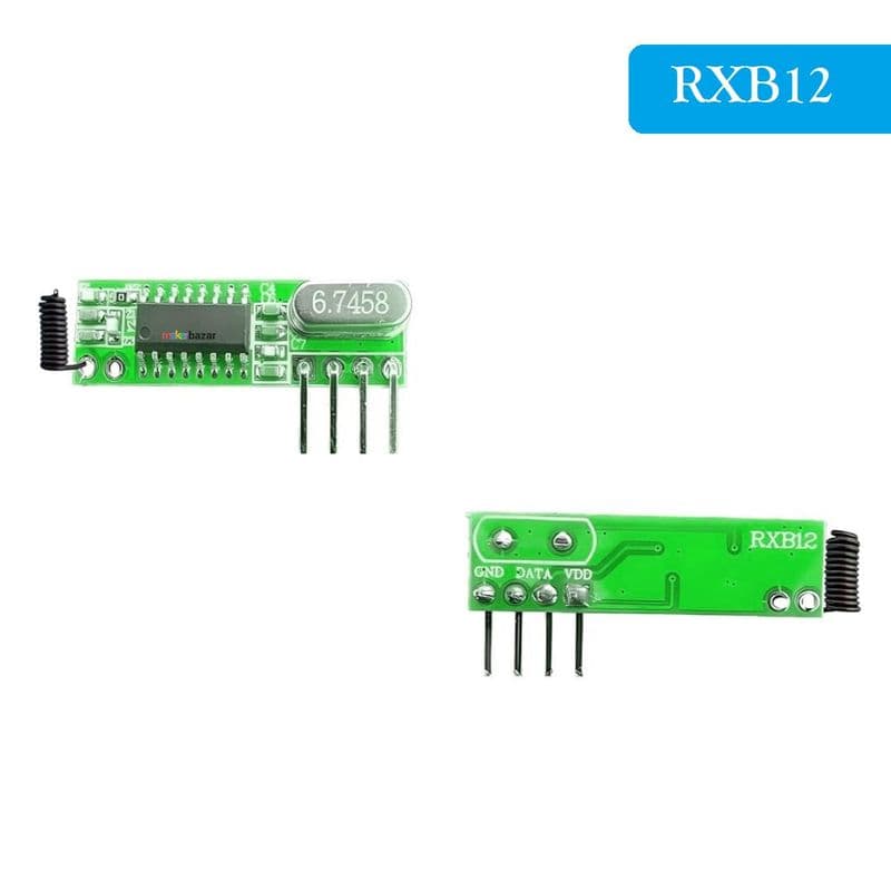 433MHz RF Receiver Module with Antenna - View 2