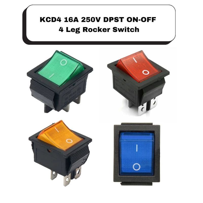 KCD4 16A 250V DPST ON-OFF 4 Leg Rocker Switch - View 2