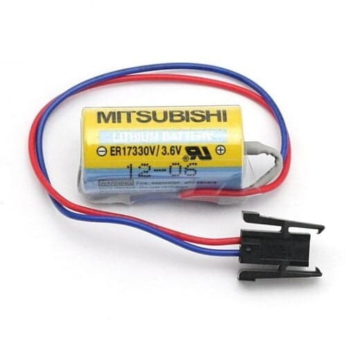 Mitsubishi: ER17330 A6BAT Size-2/3AA 3.6V PLC Cell Non-Rechargeable Lithium Battery with Plug - View 1