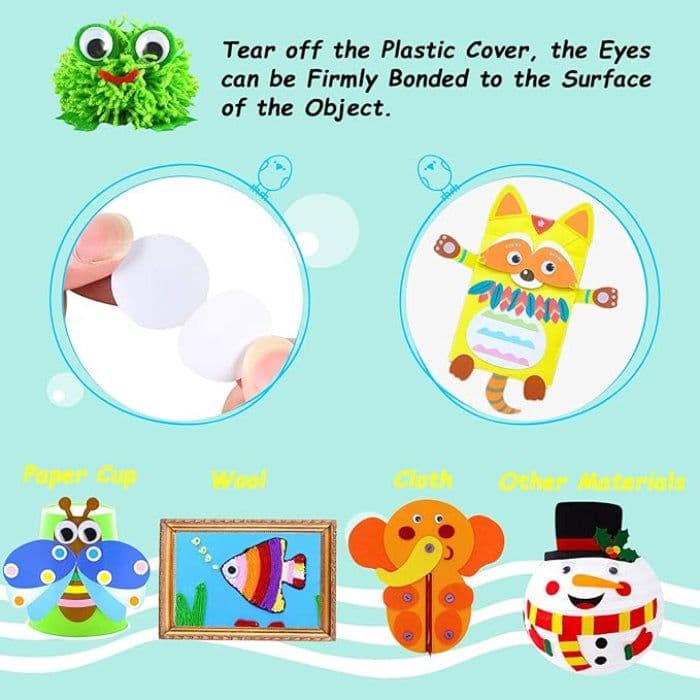 Wiggle Googly Eyes Black White for DIY Crafts Decoration [Pack of 10] - View 2
