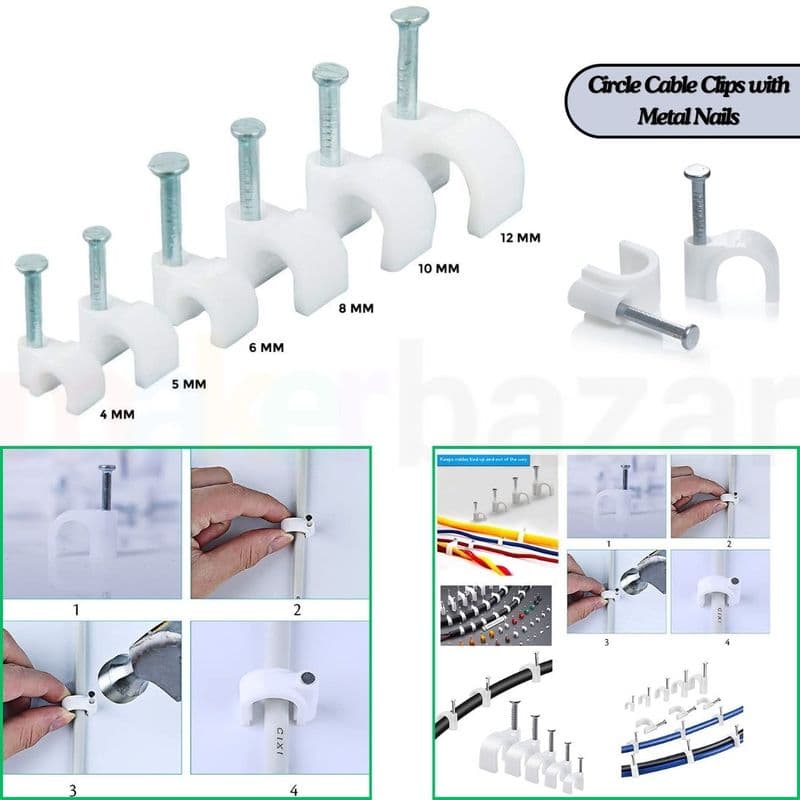 Circle Cable Clip with Metal Nail for Wire Management - View 1