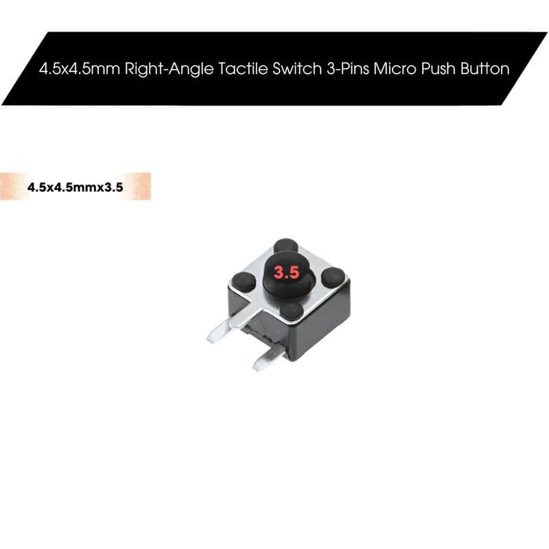 4.5x4.5mm Dip Right-Angle Tactile Switch 3-Pins Micro Push Button - View 2