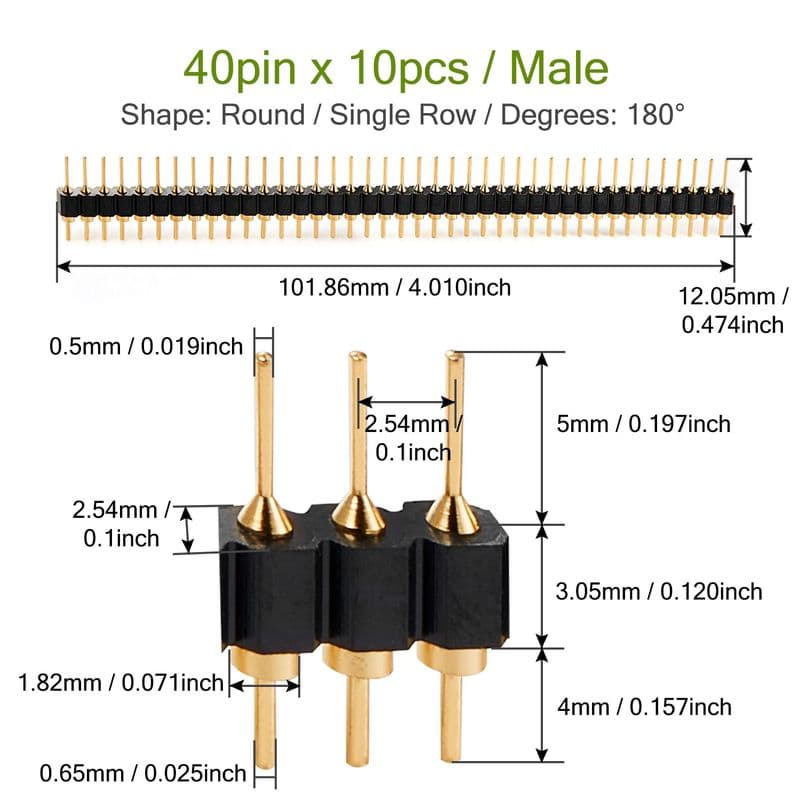 2.54mm Machined Headers Round Pins - View 3
