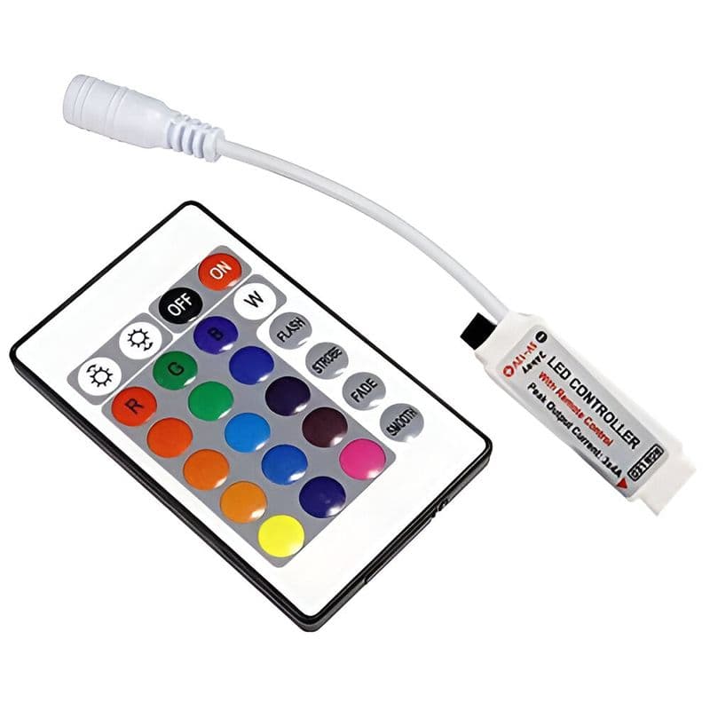 05-24VDC 2835 5050 RGB LED Strip Mini 24-Keys Remote Controller with DC Jack - View 1