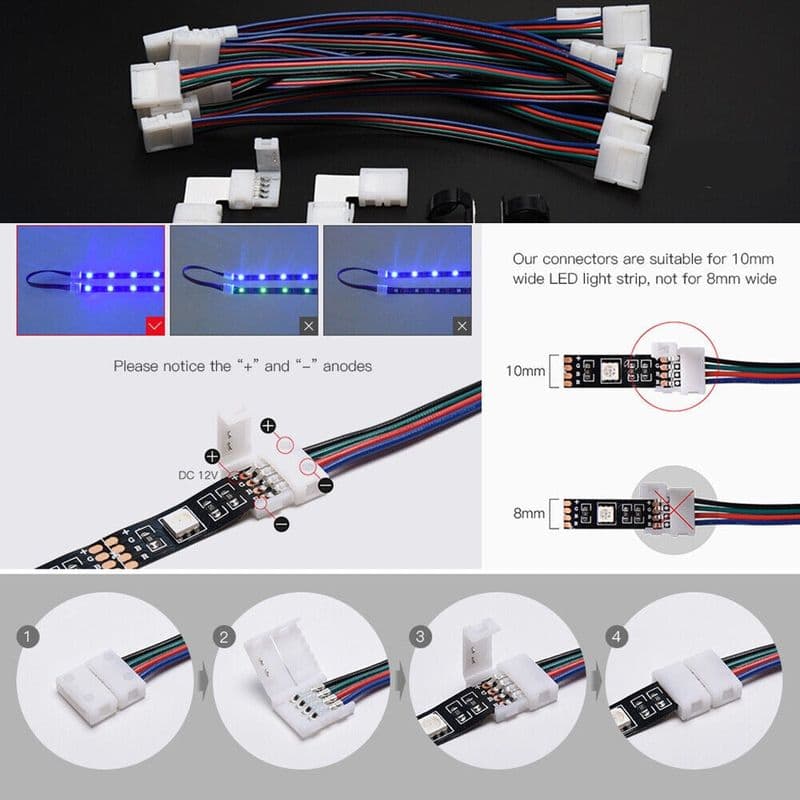 RGB LED Strip Wire Male/Female Connector Cable for 5050 3528 Light - View 3