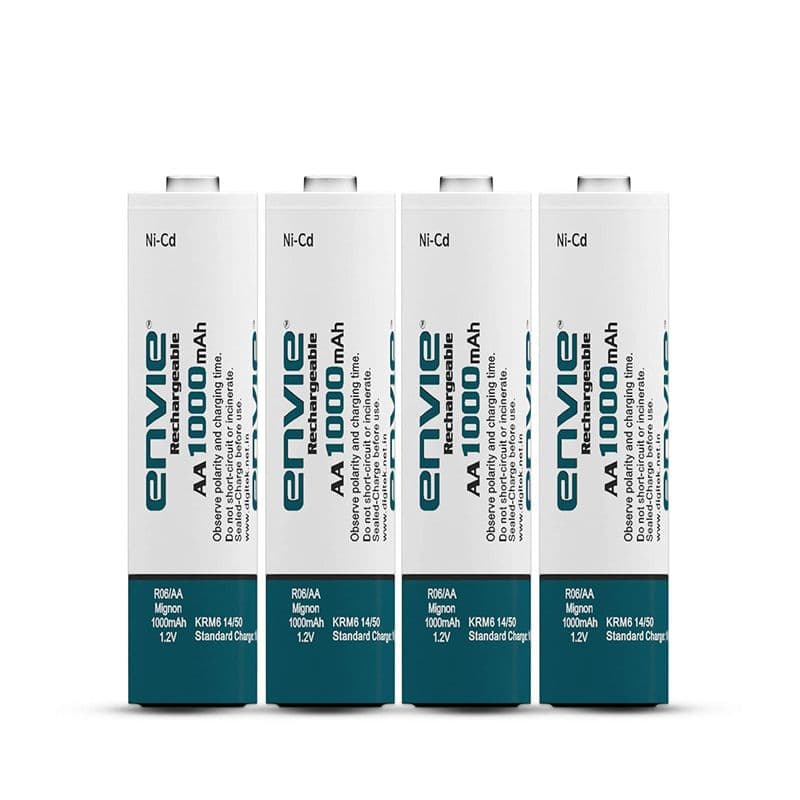 Envie: Rechargeable AA Batteries 1.2v NiCd 1000mah (Pack of 4) - View 2