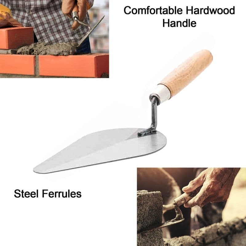 MT1 Masonry Bay Leaf Blade Trowel Round Toe Round Heel with Wooden Handle - 12inch - View 3
