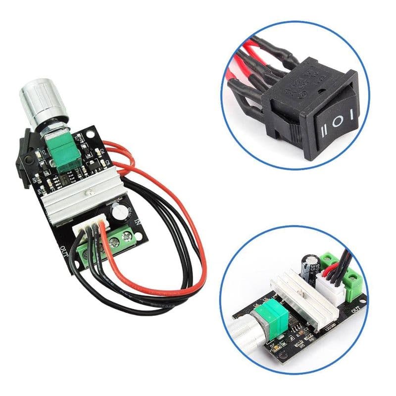 [Type 2] 1203BB DC 6V-28V 6V 12V 24V 3A PWM DC Motor Speed Controller Forward Reverse with Switch - View 2