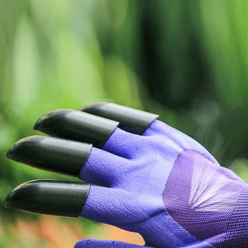Heavy Duty Garden Farming Gloves (Pair) Washable with Right Hand Fingertips (Purple) - View 3
