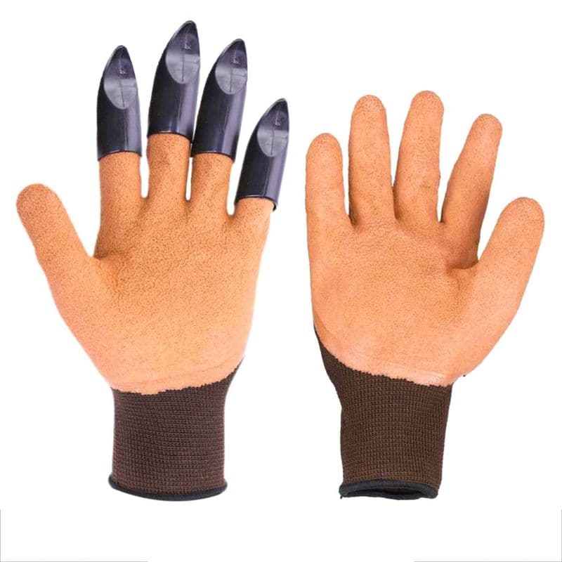 Heavy Duty Garden Farming Gloves (Pair) Washable with Right Hand Fingertips (Brown) - View 1