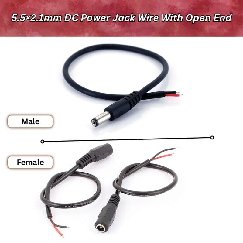 5.5×2.1mm DC Power Jack Wire With Open End - View 1
