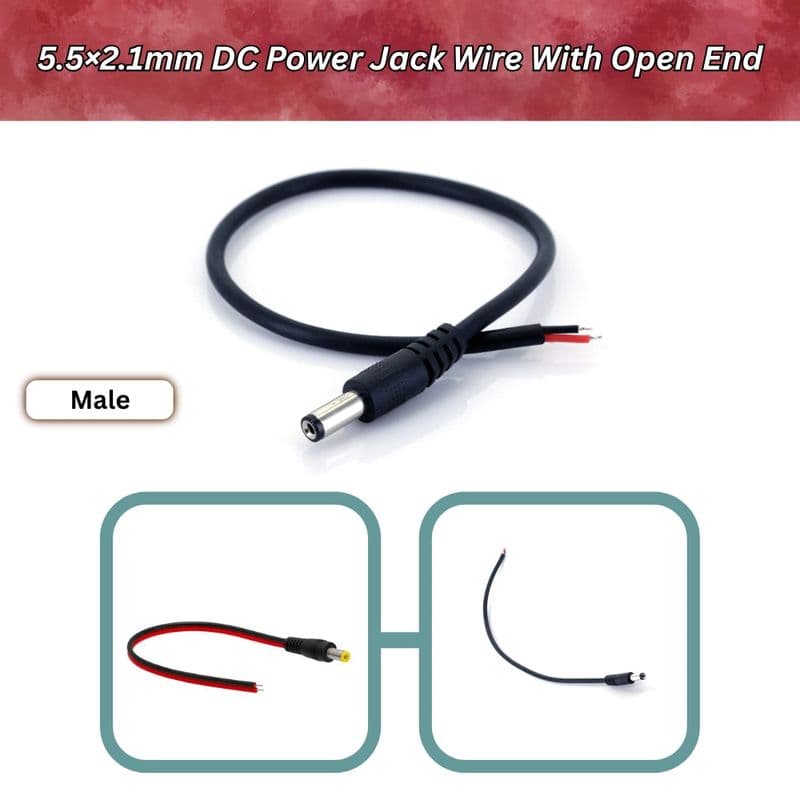 5.5×2.1mm DC Power Jack Wire With Open End - View 3