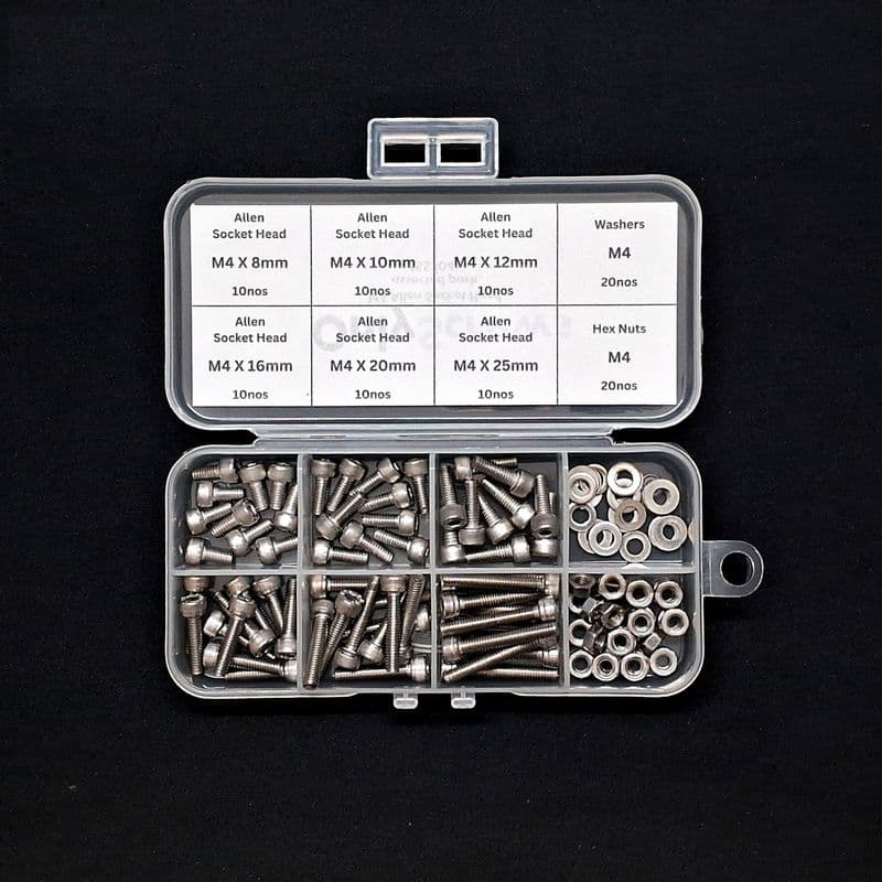 100pcs M4 Assorted Nut-Bolt-Washer Screw Pack Kits (SS304) - View 3