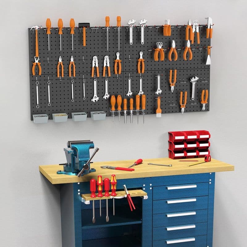 24x48in Metal Pegboard Kit with Accessories for Wall Garage Tools Storage board System - View 2