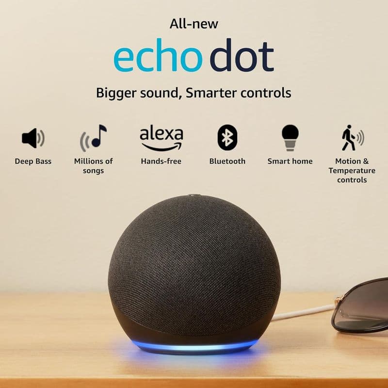 Amazon Echo Dot (5th Gen) | Smart speaker with Bigger sound, Motion Detection, Temperature Sensor, Alexa and Bluetooth - View 3