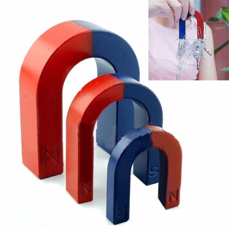 Red Blue Painted Pole U Shaped Horseshoe Magnet - View 1