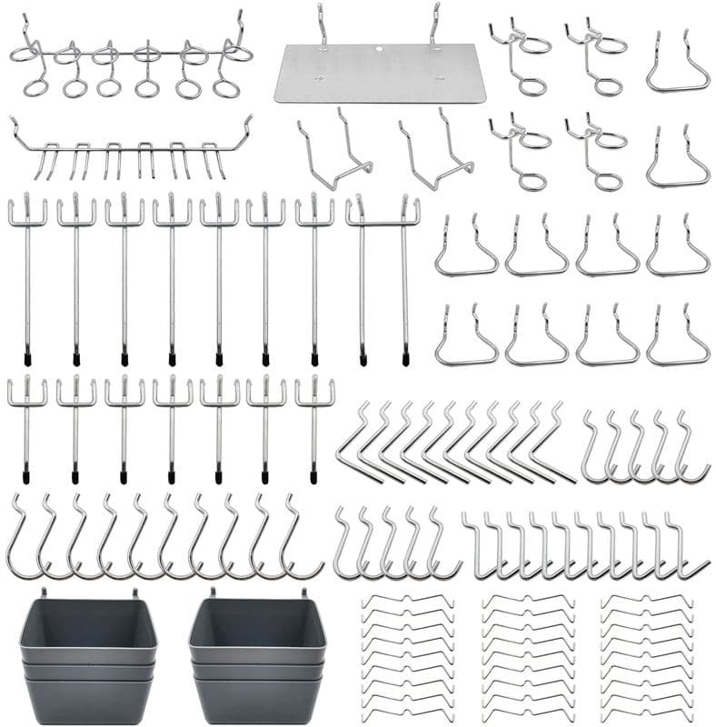 Pegboard Hooks Assortment Set Plastic Bins, Peg Locks for Organizing Tool Board - View 1
