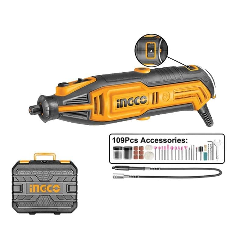 Ingco MG13328 130W Mini Die Grinder 109-in-1 Wood Carving Rotary Tool Kit - View 2